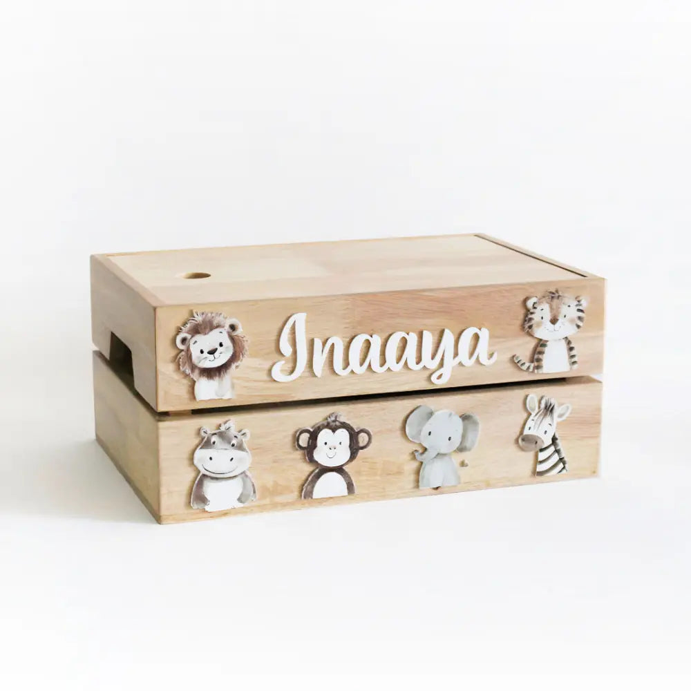 The Tiny Trove Personalized Wooden Box - Cute Animal Theme