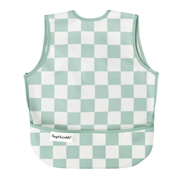 Tiny Twinkle - Mess-Proof Apron Bib - Sage Checker - Large (2-4 Years)