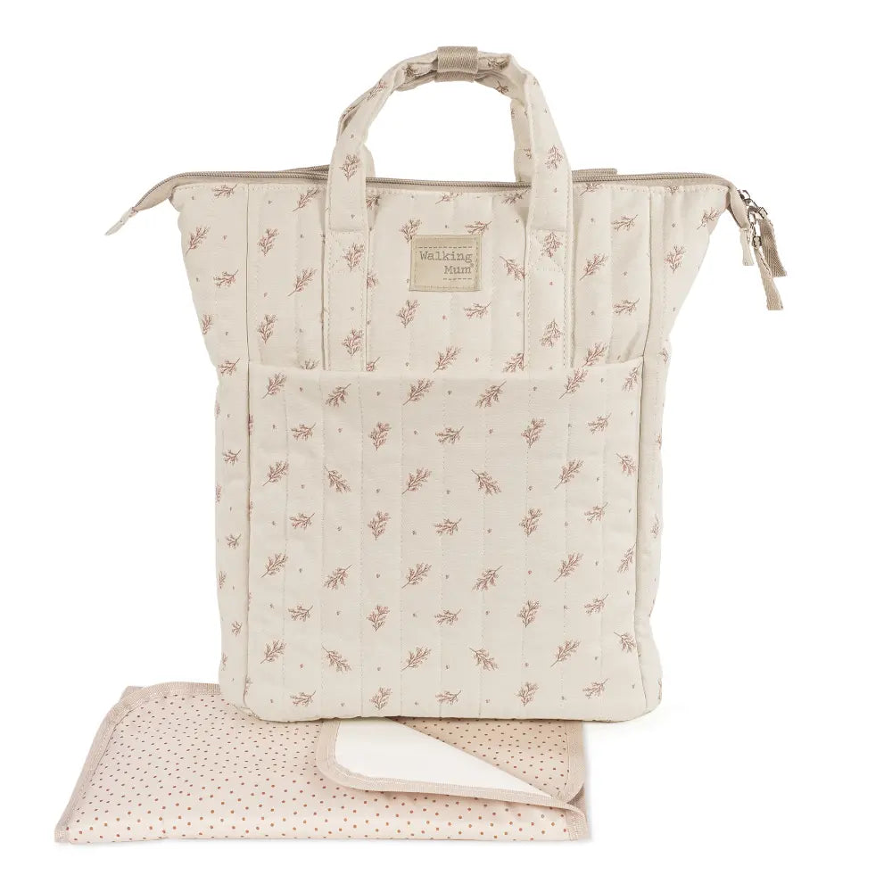 Walking Mum Diaper Backpack with Changing Pad, Large Capacity Water-Resistant with Multi-Pocket Organizer, Insulated Bottle Pocket, Shoulder &amp; Stroller Straps, Floral Print- Pink