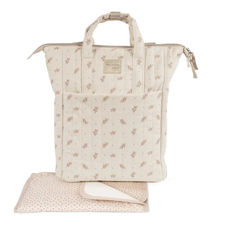 Walking Mum Diaper Backpack with Changing Pad, Large Capacity Water-Resistant with Multi-Pocket Organizer, Insulated Bottle Pocket, Shoulder &amp; Stroller Straps, Floral Print- Pink