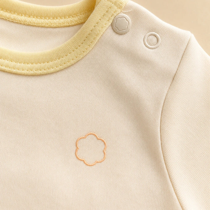 Faura Unisex Banana Cotton Colorblock Sleepsuit - Cream