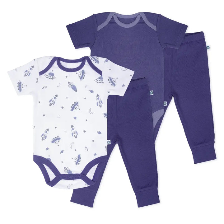Nintara Baby 100% Cotton Unisex Bodysuit &amp; Pant Set – Up in space (Pack of 2)
