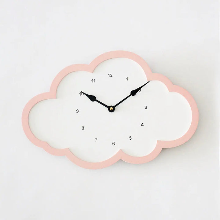The Tiny Trove Cloud Clock - White - Pink Border