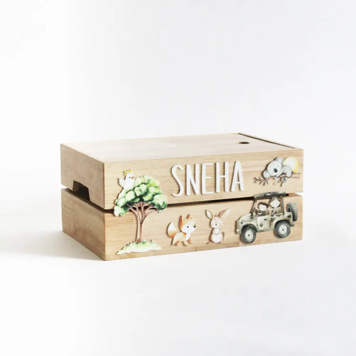 The Tiny Trove Personalized Wooden Box - Safari Theme