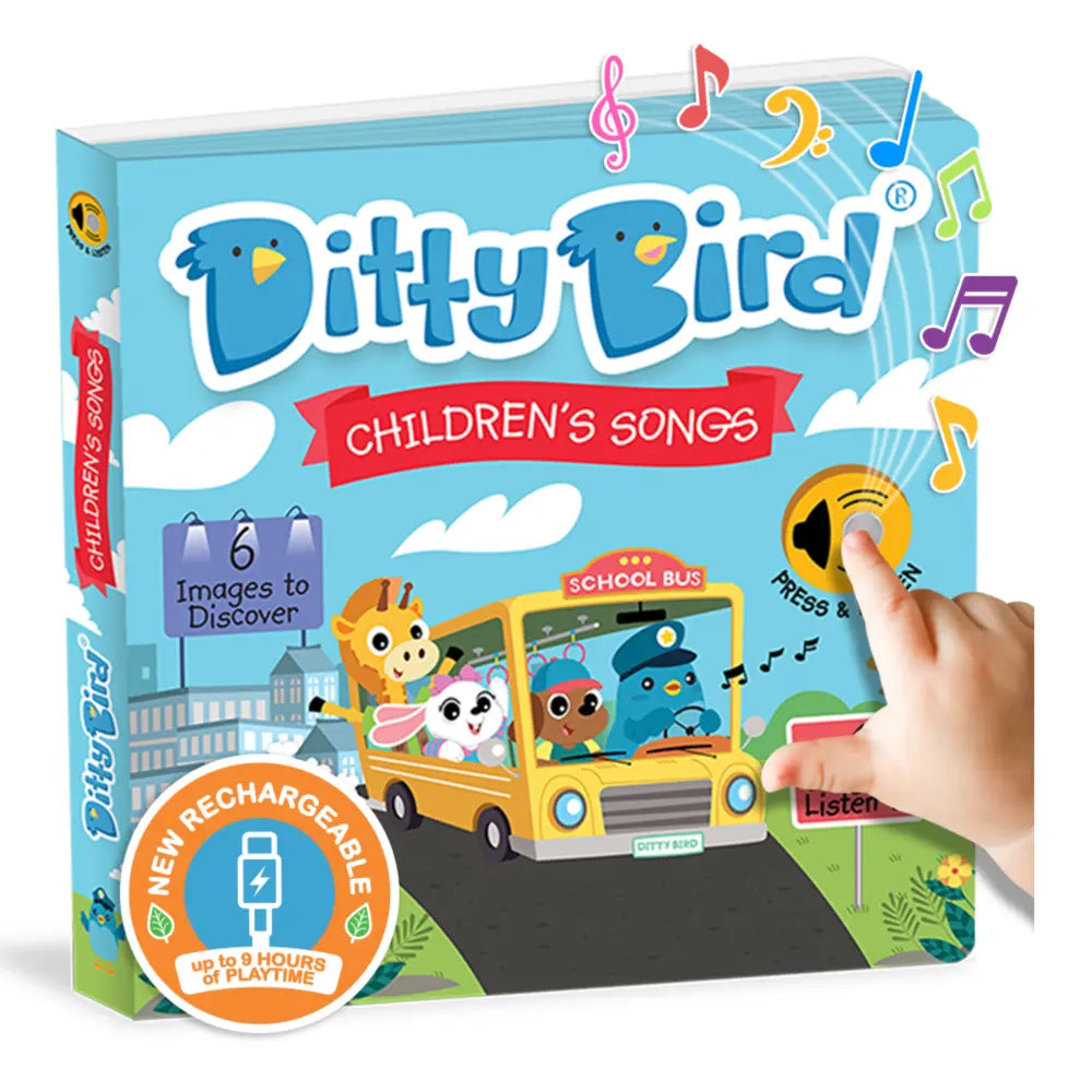 Ditty Bird Musical Book - Fun &amp; Interactive  Nursery Rhyme Book for Toddlers, Sturdy Baby Sound Books, 12M+, USB-C Rechargable - Children&