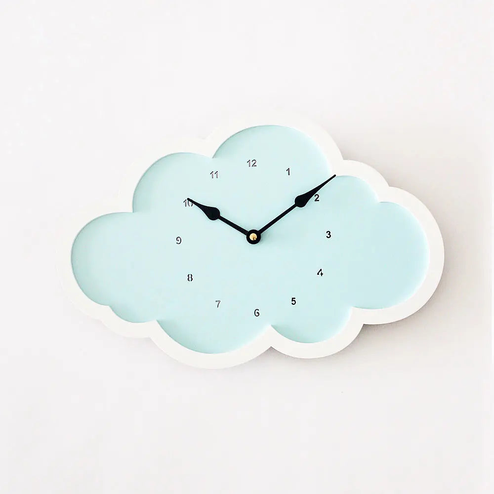 The Tiny Trove Cloud Clock - Blue - White Border