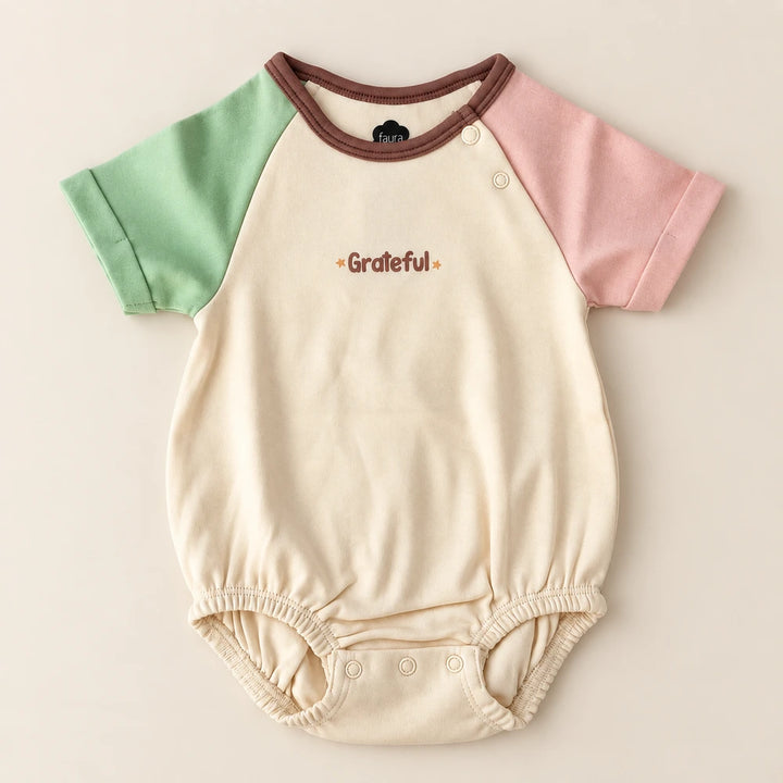 Faura Unisex Banana Cotton Feeling Grateful Romper - Cream