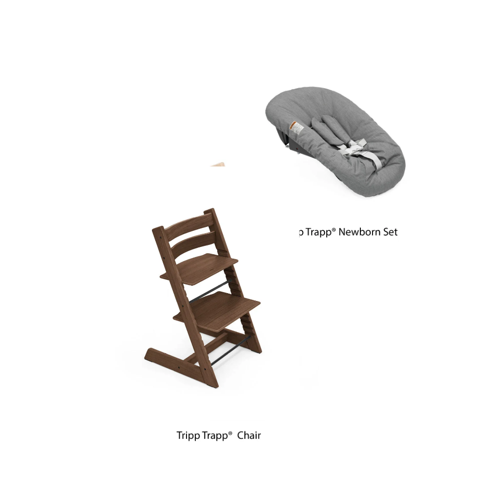 Stokke Tripp Trapp® Oak Wood Chair With Anthracite Newborn Set Bundle