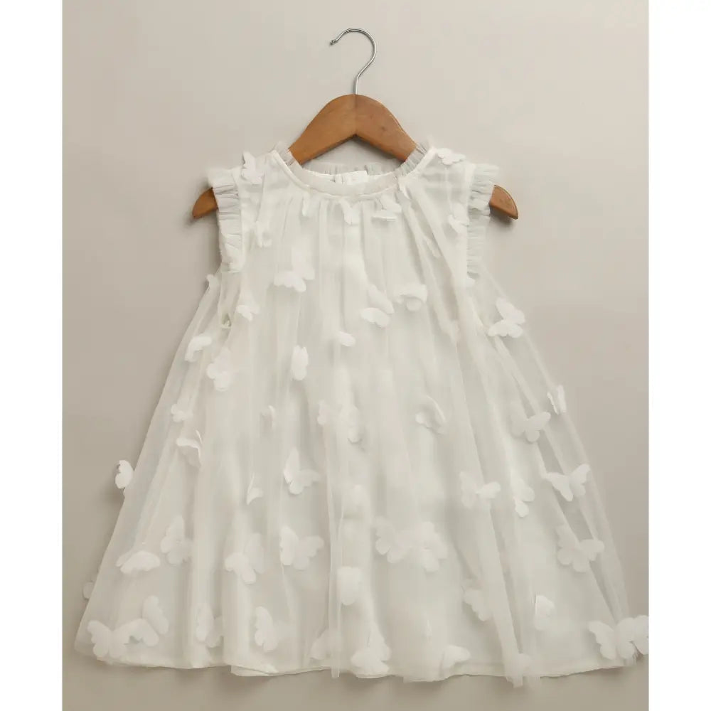 Sweetlime By AS Butterfly Bliss White Tulle Dress For 0 to 12 Months - White
