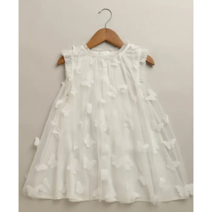 Sweetlime By AS Butterfly Bliss White Tulle Dress For 0 to 12 Months - White