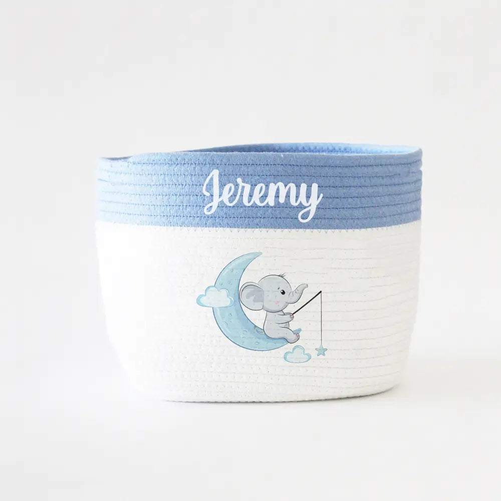 The Tiny Trove Personalized Storage Basket - Small - Ellie Theme - Blue