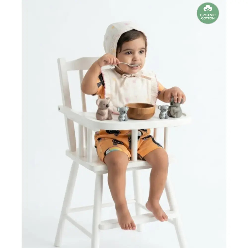 Sweetlime By As Organic Cotton Blush Petal Baby Bib &amp; Bonnet Set -White - 0-12M