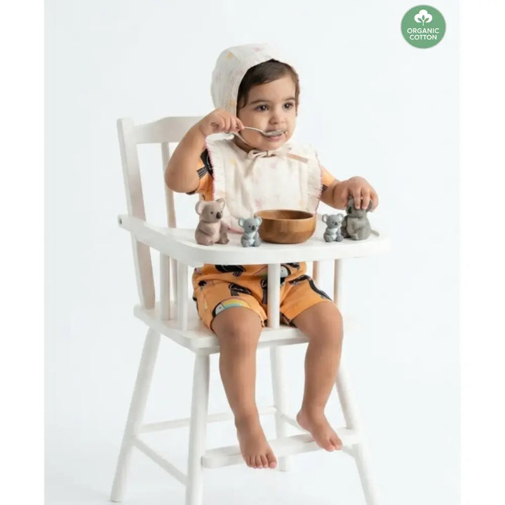 Sweetlime By As Organic Cotton Blush Petal Baby Bib &amp; Bonnet Set -White - 0-12M