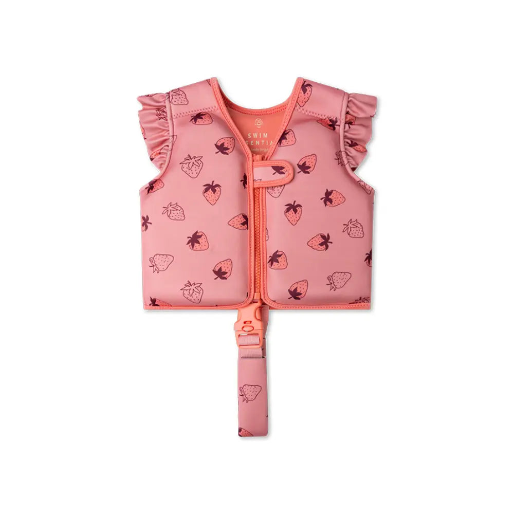Swim Essentials Swim Vest, Kids Float Vest for Ages 1–2 Years (11–15 kg), Pink - Strawberry Fields