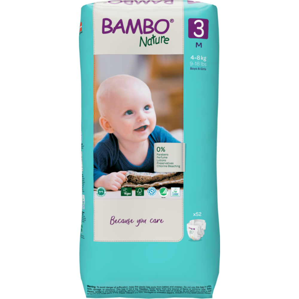 Bambo Nature Skin Friendly Tape Diapers - Medium (4-8 kgs)