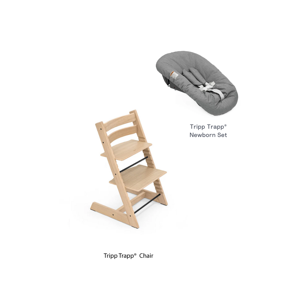 Stokke Tripp Trapp® Oak Wood Chair With Anthracite Newborn Set Bundle