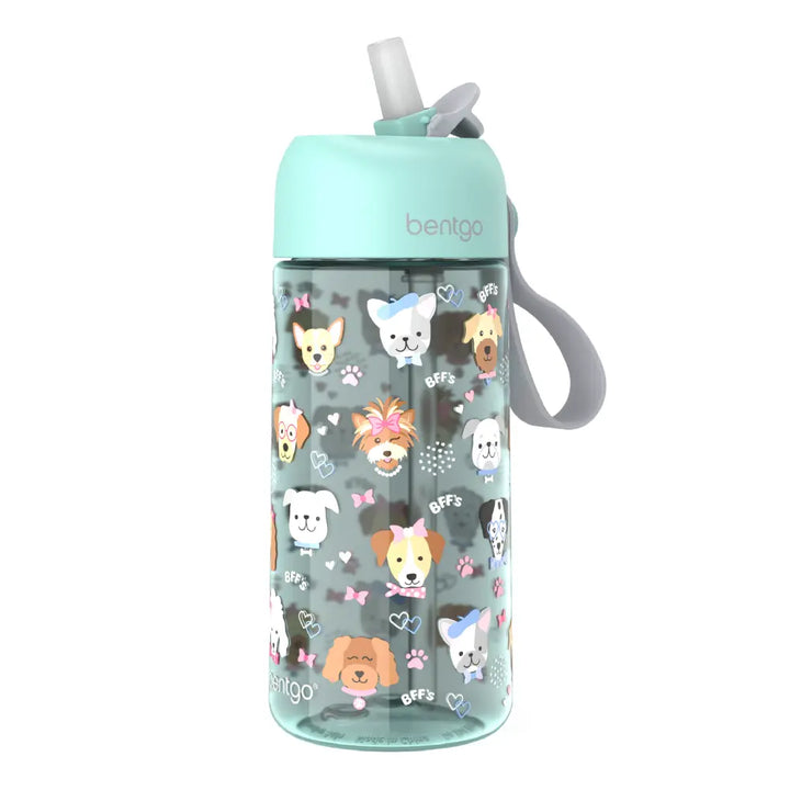 Bentgo Kids Water Bottle 450 ml, Leak-Proof Straw Bottle for Kids, Lightweighted &amp; Durable, BPA &amp; PFAS-Free Tritan Water Bottle, Ideal for School, Daycare &amp; Travel, 3 years+ - Puppy Love