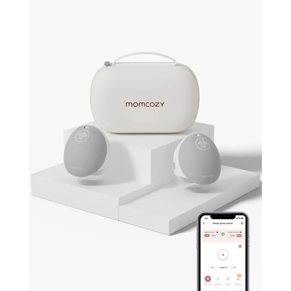 Momcozy M9 Double Wearable Electric Breast Pump | 3rd Gen Motor | 15 Suction Levels | Multiple Modes | Hands-Free Breast Pump | 24mm Flange | Quill Grey