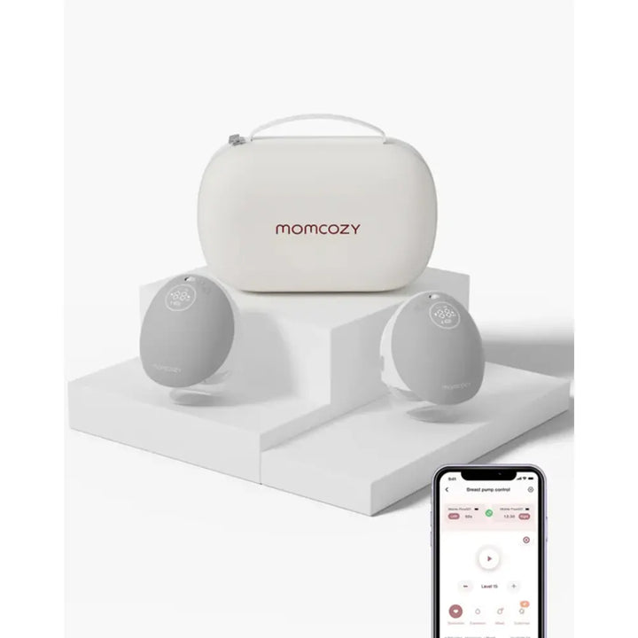 Momcozy M9 Double Wearable Electric Breast Pump | 3rd Gen Motor | 15 Suction Levels | Multiple Modes | Hands-Free Breast Pump | 24mm Flange | Quill Grey