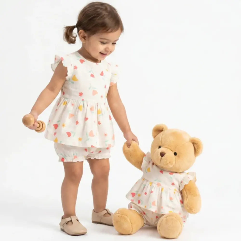 Sweetlime By AS Multicoloured Floral Organic Cotton Top &amp; Bloomer Co-ord Set