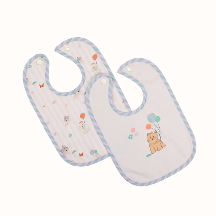 Abracadabra Cotton Jersey Toddler Bib Set (Pack of 2) - Puppy Love - 6-36 Months
