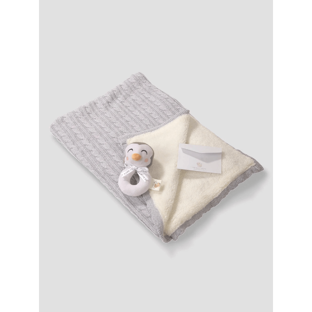 The Baby Trunk Winter Cuddle Set: Sherpa Blanket &amp; Rattle Gift Set Box (Pack Of 2) Newborn Baby