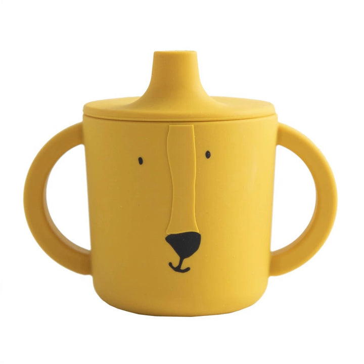 Trixie Silicone Sippy Cup | 100% Food-Grade Silicone Spill-Resistant Training Cup with Easy-Grip Handles for Independent Drinking | 4 Months Onwards | Mr. Lion
