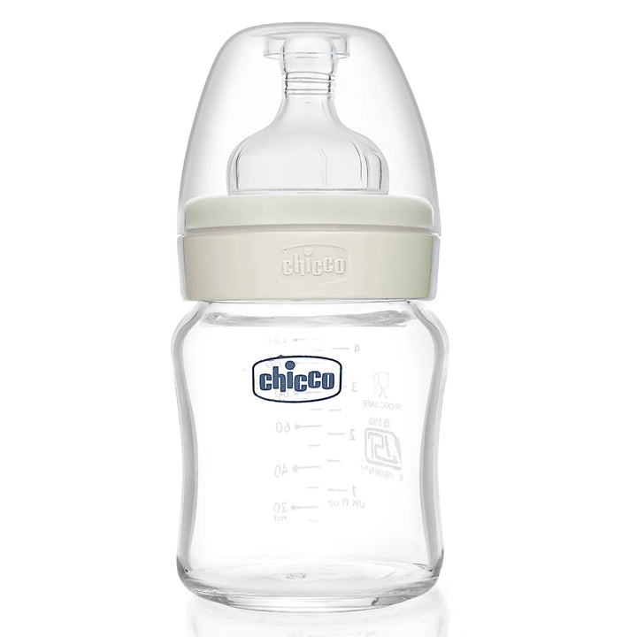 Chicco Well-Being Glass Feeding Bottle (120ml, Slow Flow) - Neutral