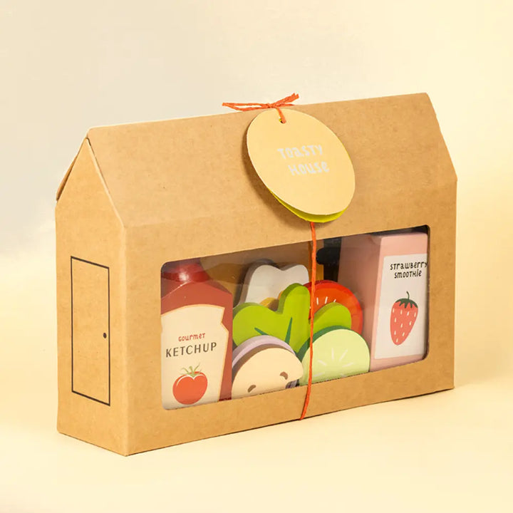 Playbox Toasty House Wooden Play Food - 13 Pcs