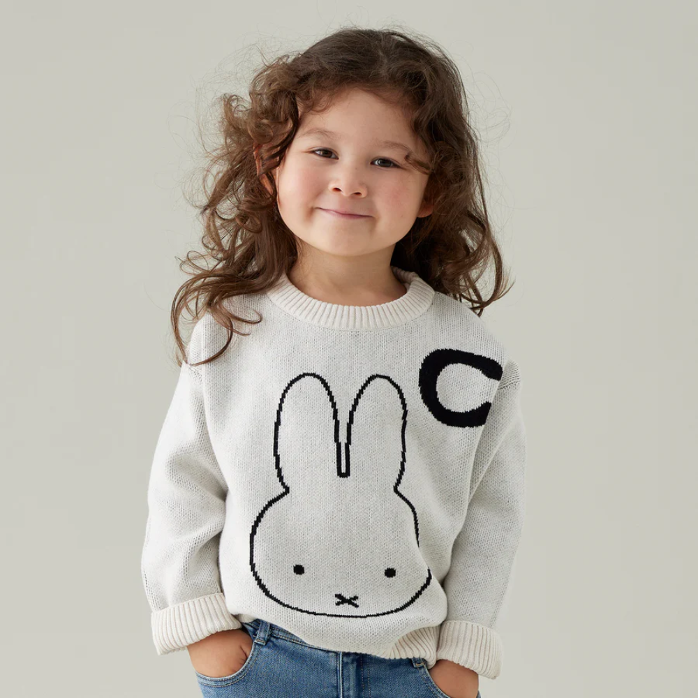 NamelyCo Personalised Miffy Letter Jumper - Oatmeal