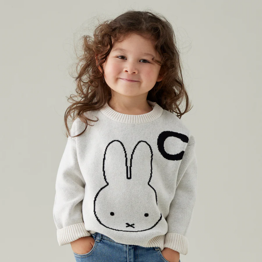 NamelyCo Personalised Miffy Letter Jumper - Oatmeal