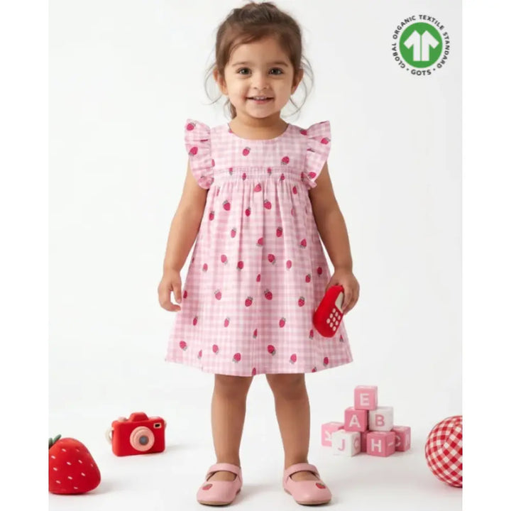 Sweetlime By As Organic Cotton Strawberry Picnic Baby Dress - Pink