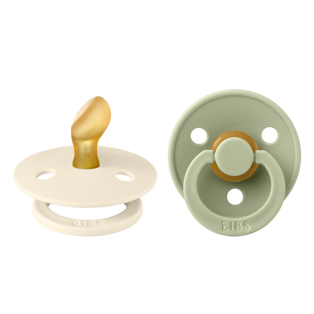 BIBS Latex Orthodontic Nipple Pacifier Size 1 - Pack of 2 (Colour) - Ivory &amp; Sage