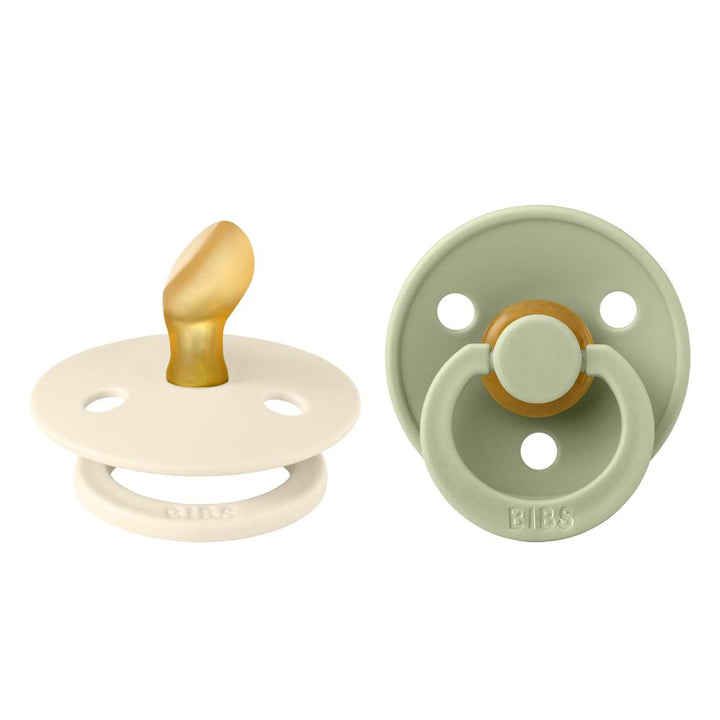 BIBS Latex Orthodontic Nipple Pacifier Size 1 - Pack of 2 (Colour) - Ivory &amp; Sage