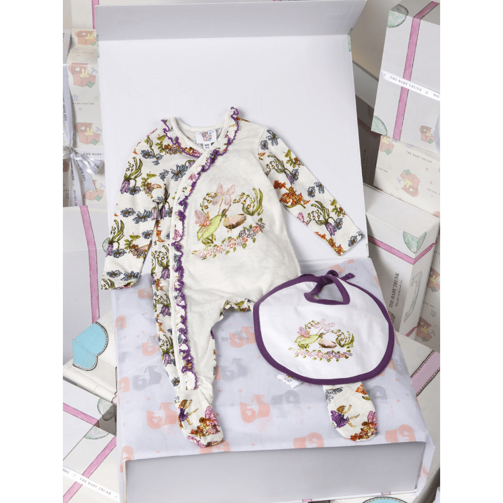 The Baby Trunk Baby Girl Gift Box – Garden Fairy Bodysuit &amp; Hand painted Bib