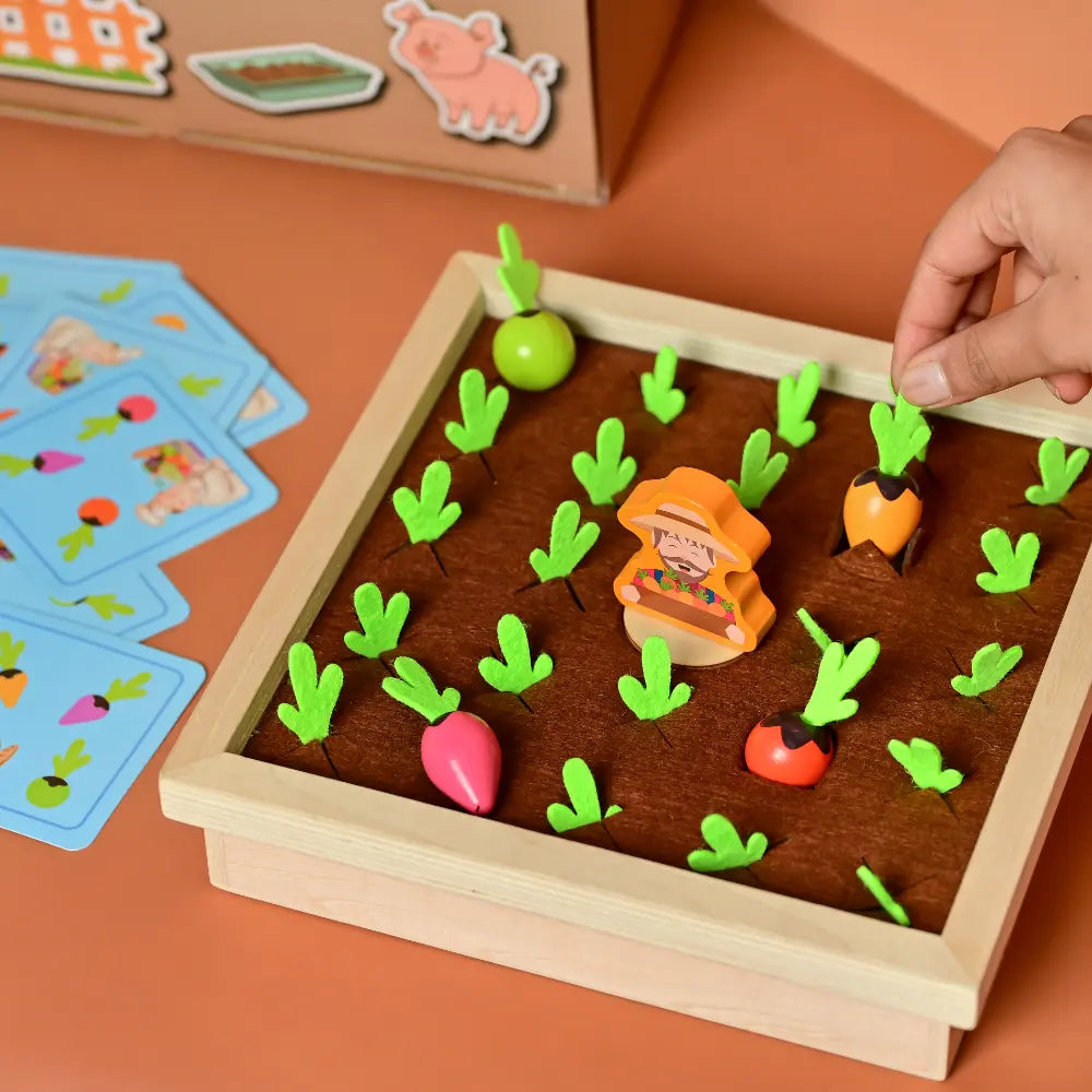 Playbox Wooden Toy Memory Game - Find My Veggie Farm