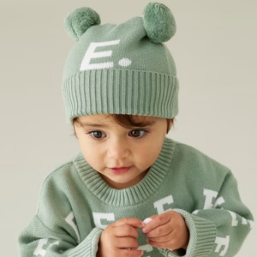 NamelyCo Double Pom Pom Beanie - Lily Pad