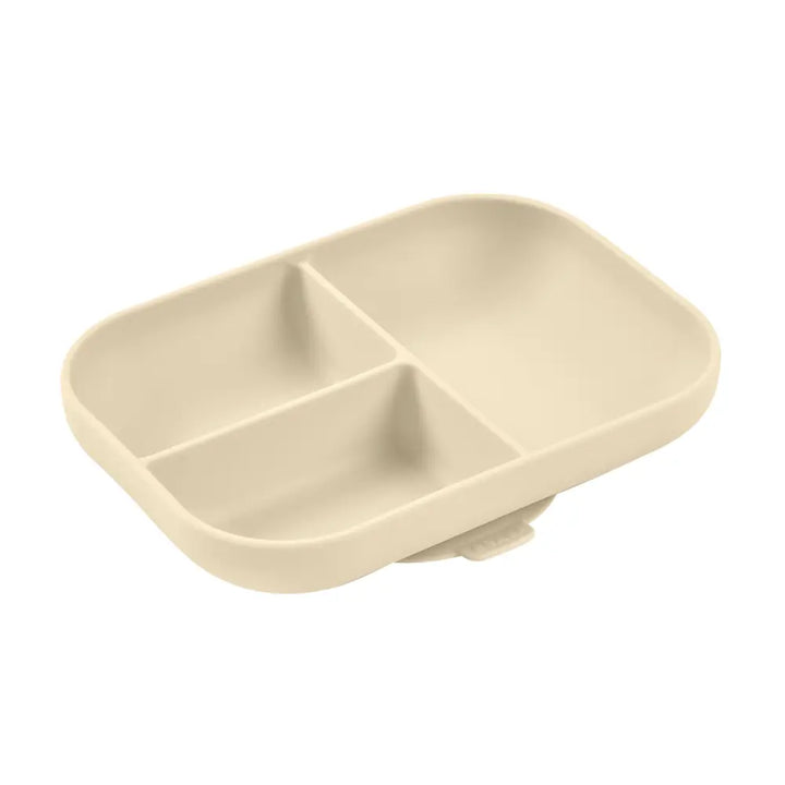 Beaba Silicone Suction Divided Plate for Babies and Toddlers - Ergonomic Design, Non-Slip, Unbreakable, Dishwasher &amp; Microwave Safe, Self Feeding Baby Plate, Easy to Clean, BPA-Free, Mealtime Essential, Clay, 4M+