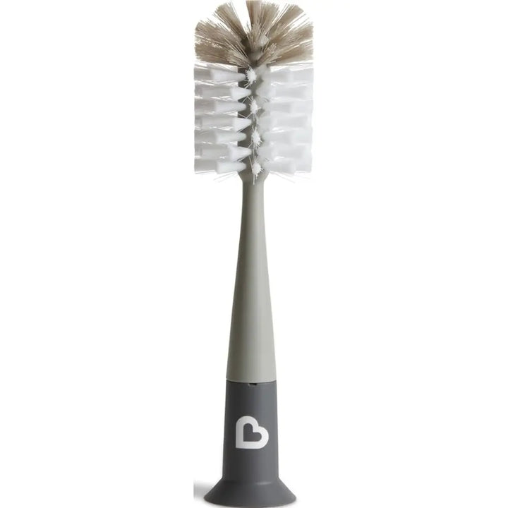 Munchkin Modern Bristle Baby Bottle Brush - with Suction Base and  Soft Rubber Nipple Brush - Grey