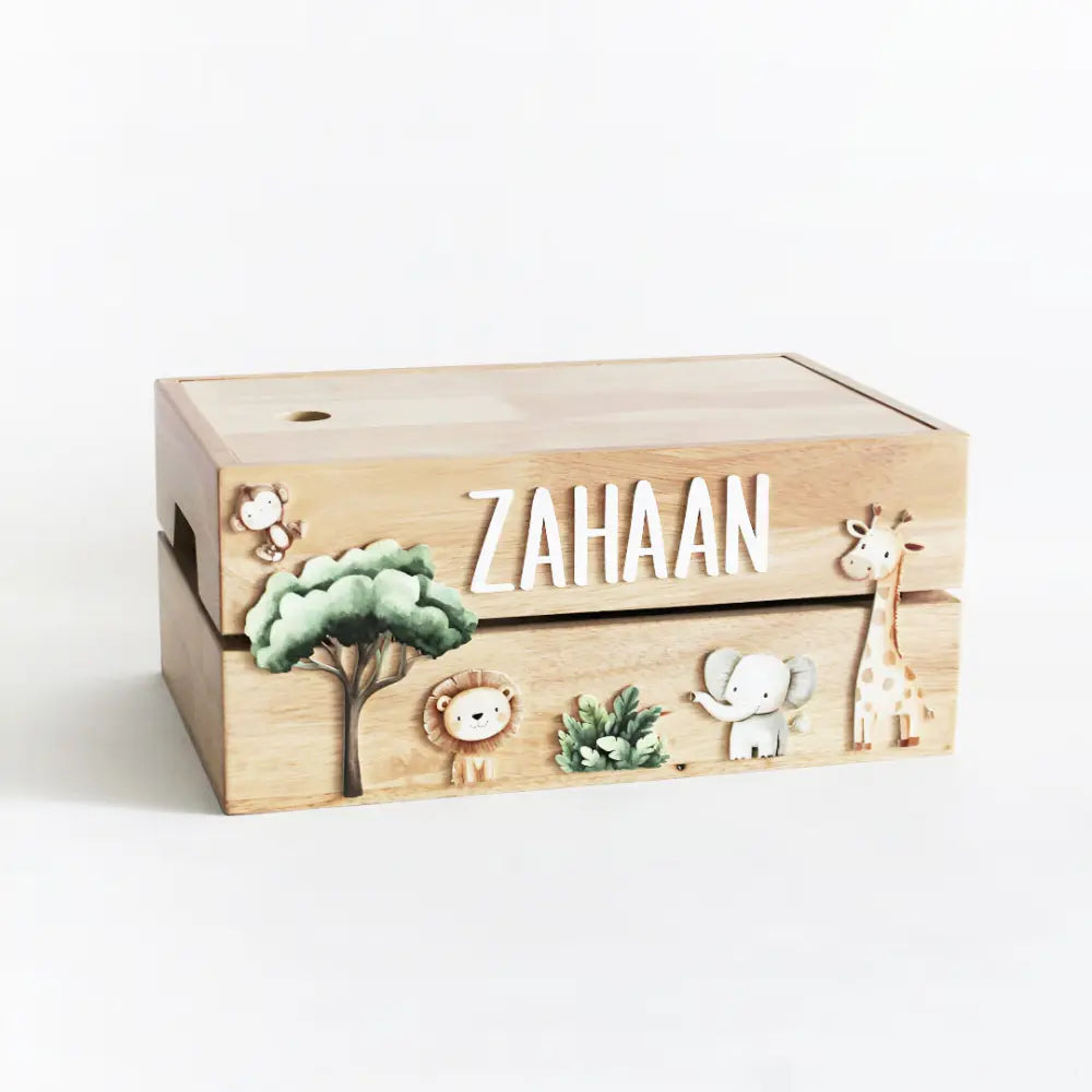 The Tiny Trove Personalized Wooden Box - Jungle Theme