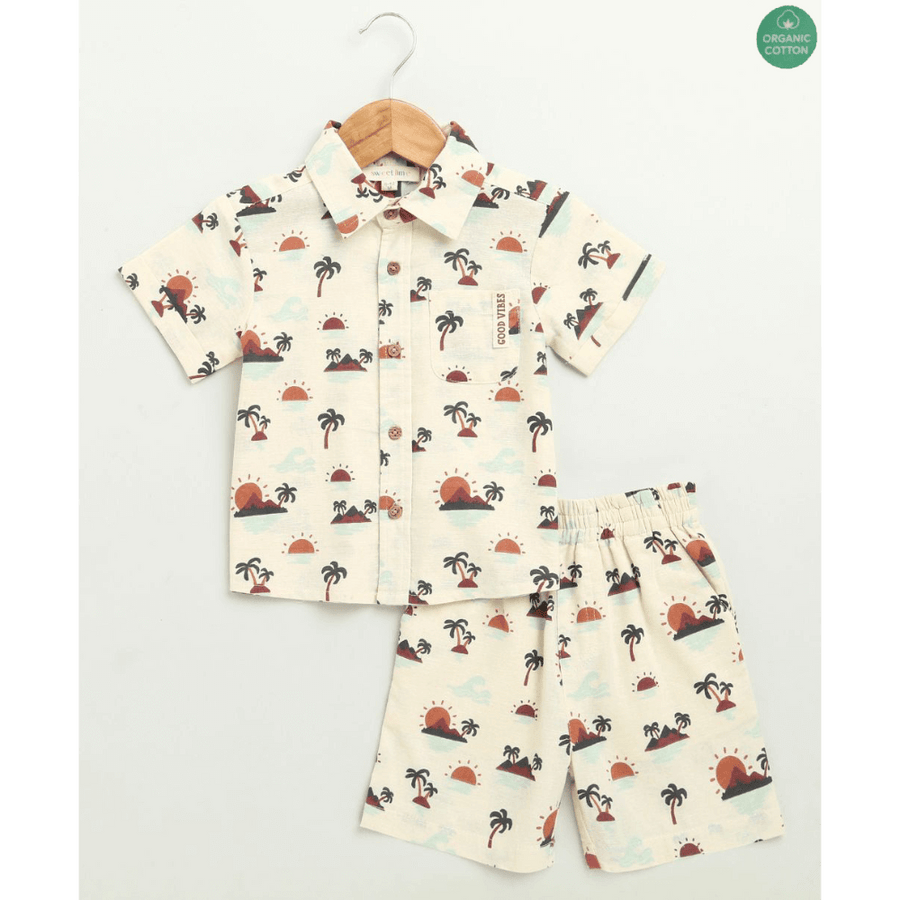 Sweetlime By AS Sunset Print Cotton Linen Co-ord Set