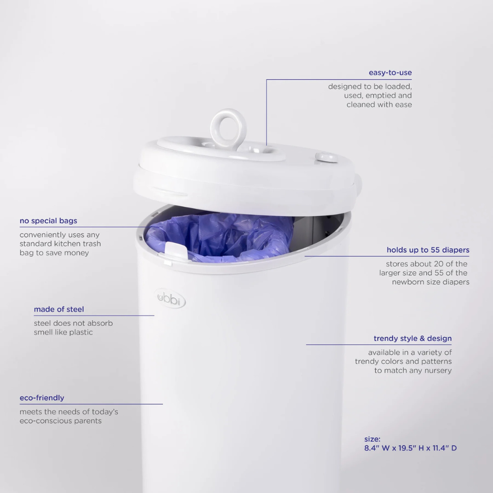 Ubbi Steel Odor Locking Diaper Pail - Slate