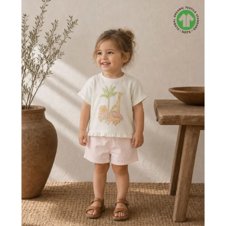 Sweetlime By As The Sunset Safari Cotton Co-ord Set - White &amp; Pink