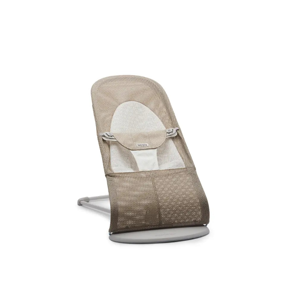 BabyBjorn Balance Soft Mesh, Lightweight Ergonomic Baby Bouncer with Natural Rocking, Convertible to a Toddler Chair, Ergonomic design, Newborn to Toddler (0–2 Years) - Sand Grey Beige / White