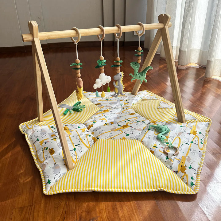 GWD Kids Yellow Dinosaur Play Gym &amp; Sensory Mat Set