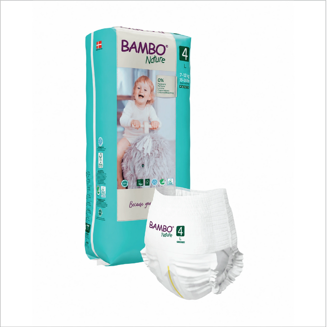 Bambo Nature Premium Baby Pants Diapers for Babies, Large Size (7-12 Kgs), Super Absorbent, Breathable, Extra Soft, Dermatologically Tested, Hypoallergenic Infant Nappies With Wetness Indicator