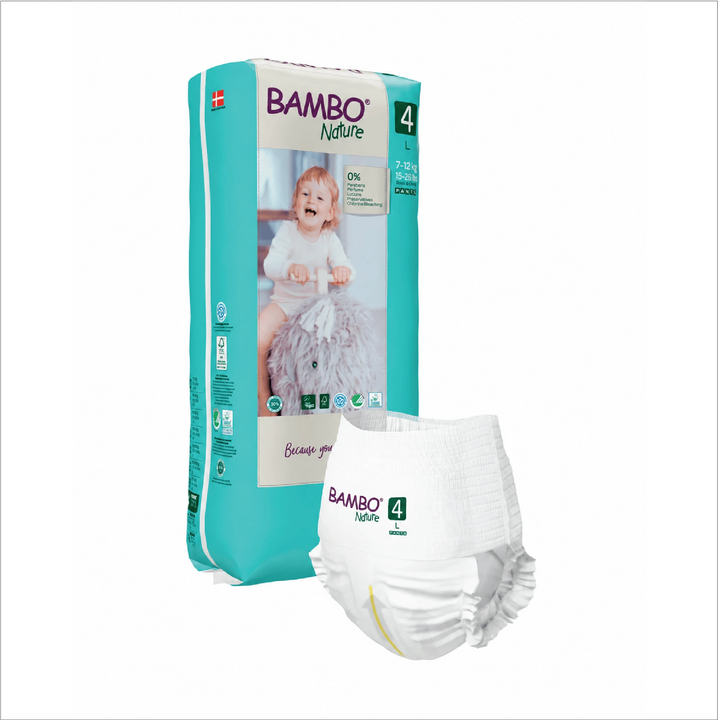 Bambo Nature Premium Baby Pants Diapers for Babies, Large Size (7-12 Kgs), Super Absorbent, Breathable, Extra Soft, Dermatologically Tested, Hypoallergenic Infant Nappies With Wetness Indicator