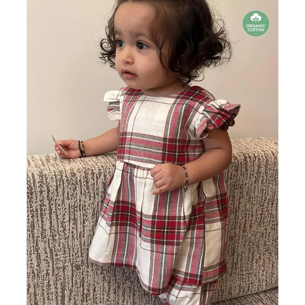 Sweetlime By AS Classic Plaid Ruffle Sleeve Top and Shorts Co-ord Set - White &amp; Red