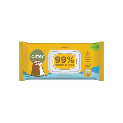 Allter 99% Unscented Water Baby Wipes - Pack of 1 (72 Wipes)