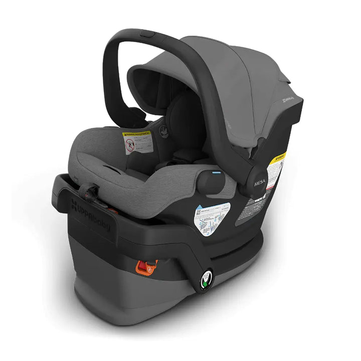 UPPAbaby Mesa V3 Newborn Car Seat with Safety Base, Rear Facing for Infants, Easy Installation, Carry Handle with Sun Canopy, Suitable from Birth - Greyson/Charcoal